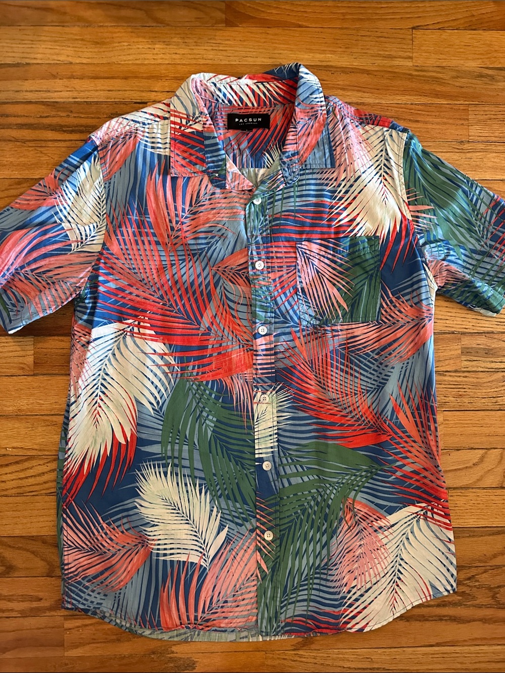 PacSun Multicolor Tropical Leaf Print Button-Up Shirt